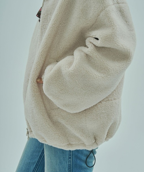 ROSE BUD（ローズバッド）の「ZIP-UP BOA JACKET（その他アウター・レディース・グレー/オフホワイト・ONE SIZE）」の9枚目の写真