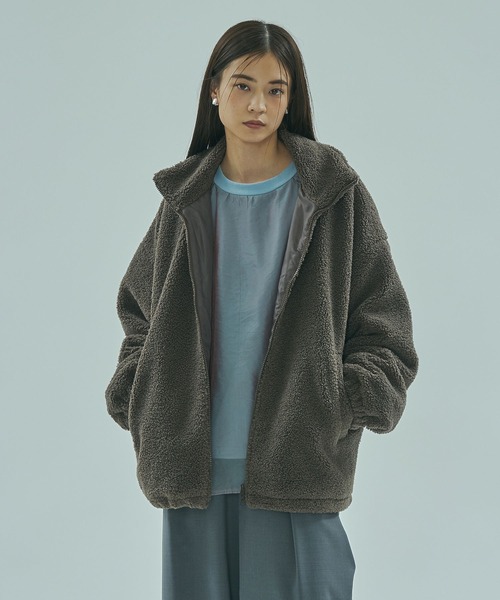 ROSE BUD（ローズバッド）の「ZIP-UP BOA JACKET（その他アウター・レディース・グレー/オフホワイト・ONE SIZE）」の11枚目の写真