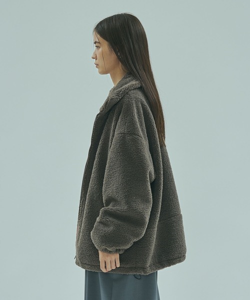 ROSE BUD（ローズバッド）の「ZIP-UP BOA JACKET（その他アウター・レディース・グレー/オフホワイト・ONE SIZE）」の12枚目の写真