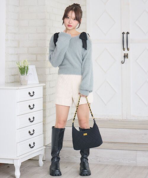 ems excite（エムズエキサイト）の「ケーブルニットSPT（その他パンツ・レディース・ナチュラル/チャコールグレー・FREE）」の3枚目の写真