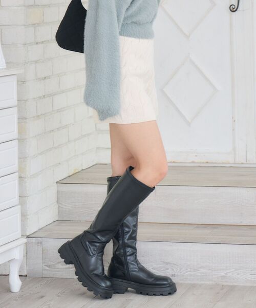 ems excite（エムズエキサイト）の「ケーブルニットSPT（その他パンツ・レディース・ナチュラル/チャコールグレー・FREE）」の8枚目の写真