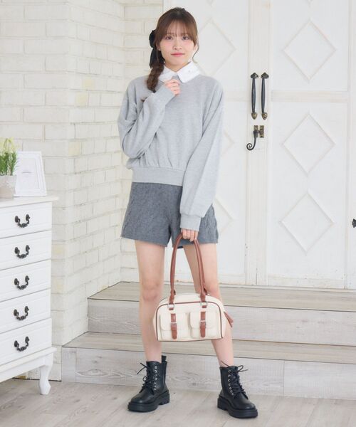 ems excite（エムズエキサイト）の「ケーブルニットSPT（その他パンツ・レディース・ナチュラル/チャコールグレー・FREE）」の11枚目の写真