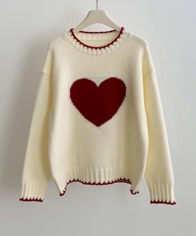 SPIGA | ﾋﾞｯｸﾞﾊｰﾄｸﾙｰﾈｯｸﾆｯﾄ(ニット/セーター)