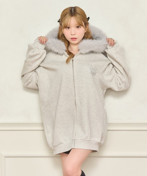 apres jour（アプレジュール）の「オーバーサイズファーパーカー（パーカー・レディース・ピンク/ブラック/杢グレー/オフホワイト・フリー/X-LARGE）」の3枚目の写真