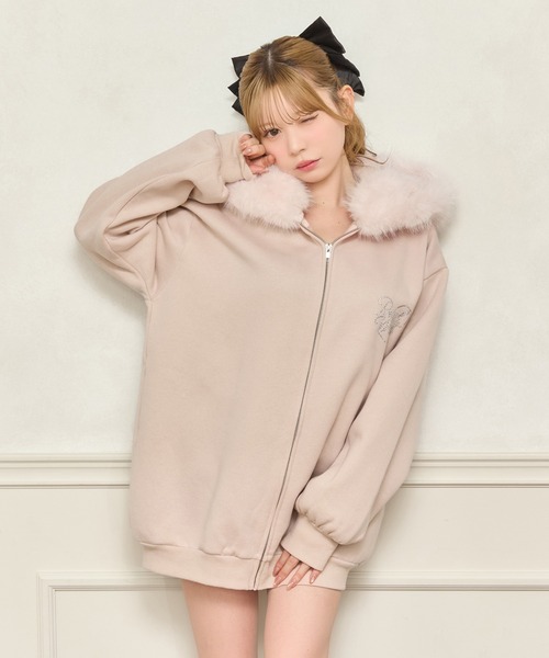 apres jour（アプレジュール）の「オーバーサイズファーパーカー（パーカー・レディース・ピンク/ブラック/杢グレー/オフホワイト・フリー/X-LARGE）」の4枚目の写真