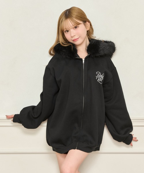 apres jour（アプレジュール）の「オーバーサイズファーパーカー（パーカー・レディース・ピンク/ブラック/杢グレー/オフホワイト・フリー/X-LARGE）」の2枚目の写真