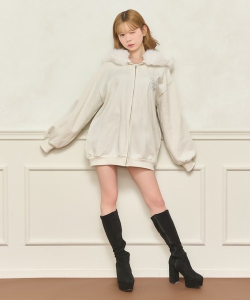 apres jour（アプレジュール）の「オーバーサイズファーパーカー（パーカー・レディース・ピンク/ブラック/杢グレー/オフホワイト・フリー/X-LARGE）」の11枚目の写真