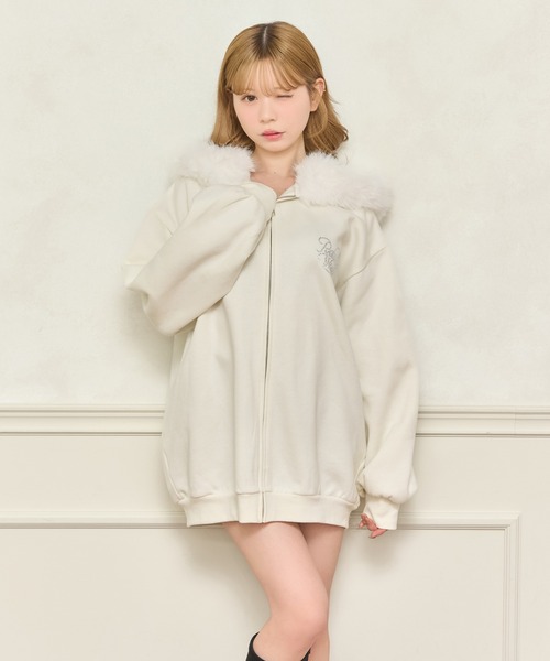 apres jour（アプレジュール）の「オーバーサイズファーパーカー（パーカー・レディース・ピンク/ブラック/杢グレー/オフホワイト・フリー/X-LARGE）」の9枚目の写真