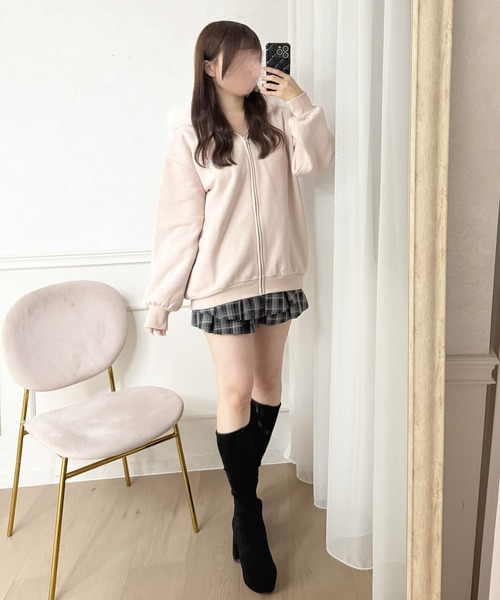 apres jour（アプレジュール）の「オーバーサイズファーパーカー（パーカー・レディース・ピンク/ブラック/杢グレー/オフホワイト・フリー/X-LARGE）」の7枚目の写真