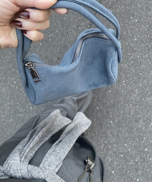 ISOOK（アイスー）の「2wayスエードバッグ(kiharu select) / ハンドバッグ ショルダーバッグ 斜め掛け ミニ スウェード ブルー ブラウン 青 茶（ハンドバッグ・レディース・ブルー/ブラウン・FREE）」の3枚目の写真