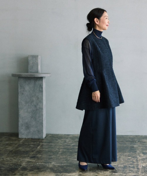 ◇ツイードペプラムジレ（ノーカラージャケット）｜LE PHIL（ルフィル