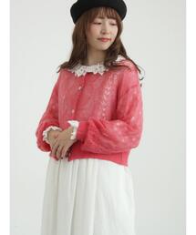 TSUHARU by Samansa Mos2 | モヘヤ混ケーブル柄シアーニットカーディガン(カーディガン/ボレロ)