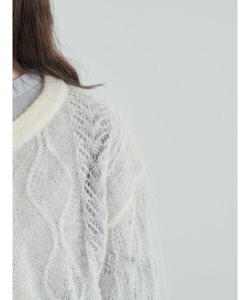TSUHARU by Samansa Mos2（ツハルバイサマンサモスモス）の「モヘヤ混ケーブル柄シアーニットカーディガン（カーディガン/ボレロ・レディース・オフホワイト/ミント/ピンク・F）」の18枚目の写真
