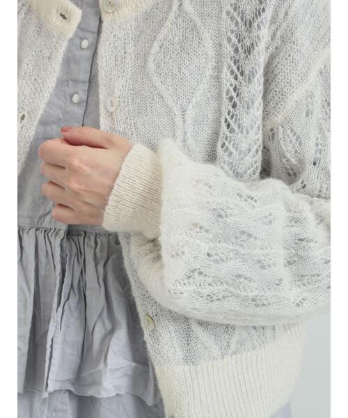 TSUHARU by Samansa Mos2（ツハルバイサマンサモスモス）の「モヘヤ混ケーブル柄シアーニットカーディガン（カーディガン/ボレロ・レディース・オフホワイト/ミント/ピンク・F）」の19枚目の写真