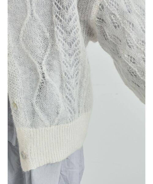 TSUHARU by Samansa Mos2（ツハルバイサマンサモスモス）の「モヘヤ混ケーブル柄シアーニットカーディガン（カーディガン/ボレロ・レディース・オフホワイト/ミント/ピンク・F）」の20枚目の写真