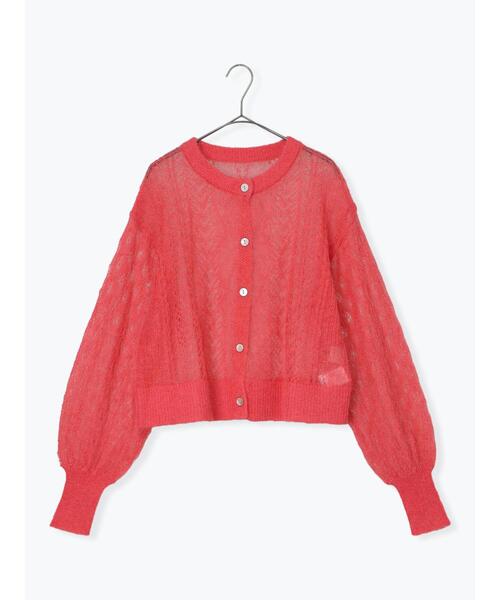 TSUHARU by Samansa Mos2（ツハルバイサマンサモスモス）の「モヘヤ混ケーブル柄シアーニットカーディガン（カーディガン/ボレロ・レディース・オフホワイト/ミント/ピンク・F）」の12枚目の写真