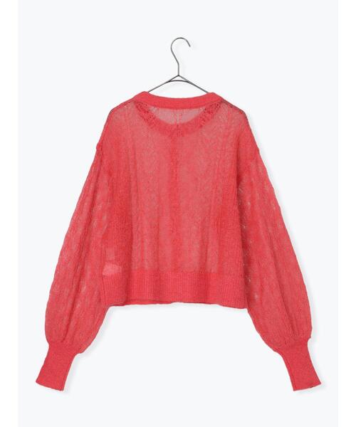 TSUHARU by Samansa Mos2（ツハルバイサマンサモスモス）の「モヘヤ混ケーブル柄シアーニットカーディガン（カーディガン/ボレロ・レディース・オフホワイト/ミント/ピンク・F）」の13枚目の写真