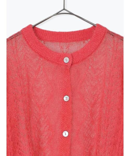 TSUHARU by Samansa Mos2（ツハルバイサマンサモスモス）の「モヘヤ混ケーブル柄シアーニットカーディガン（カーディガン/ボレロ・レディース・オフホワイト/ミント/ピンク・F）」の14枚目の写真