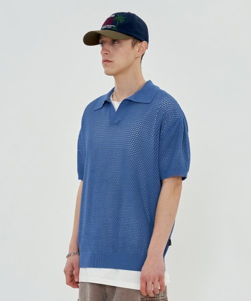 UNALLOYED(アナロイド)の「メッシュピケニット / ブルー(ニット/セーター・メンズ・その他・LARGE/SMALL)」の2枚目の写真