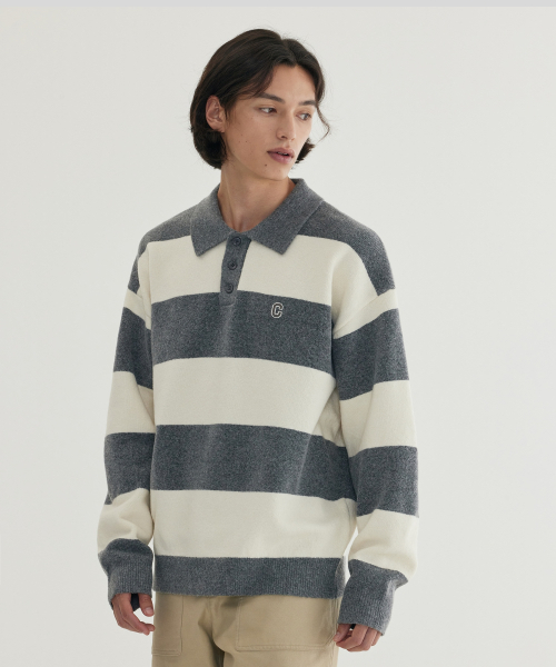 COVERNAT(カバーナット)の「ストライプカラー ニット グレー(ポロシャツ・メンズ・その他・X-LARGE/XX-LARGE/X-SMALL/MEDIUM/SMALL/LARGE)」の7枚目の写真