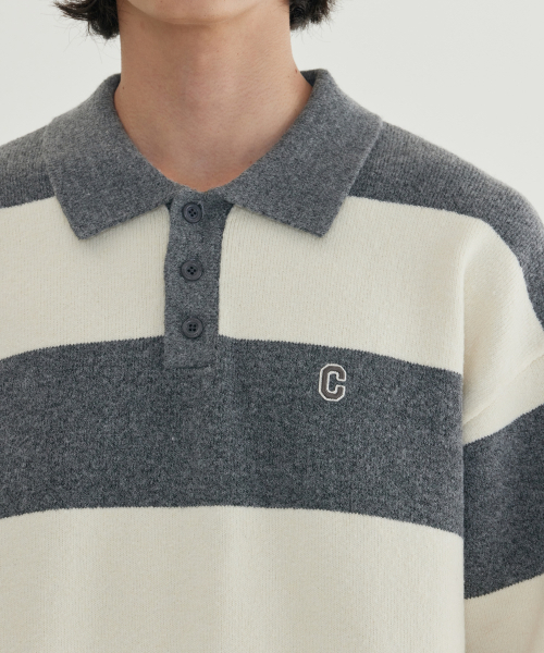 COVERNAT(カバーナット)の「ストライプカラー ニット グレー(ポロシャツ・メンズ・その他・X-LARGE/XX-LARGE/X-SMALL/MEDIUM/SMALL/LARGE)」の8枚目の写真
