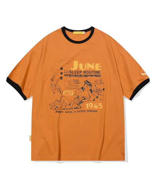 MAINBOOTH(メインブース)の「睡眠ルーティンTシャツ(オレンジ)(Tシャツ/カットソー・レディース・その他・1/2/3)」の1枚目の写真