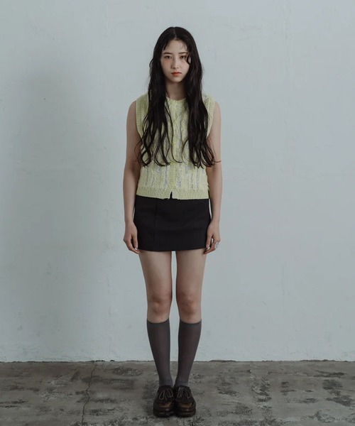 merrylatte（メリーラテ）の「fringe knit vest（ベスト・レディース・グリーン・FREE）」の8枚目の写真