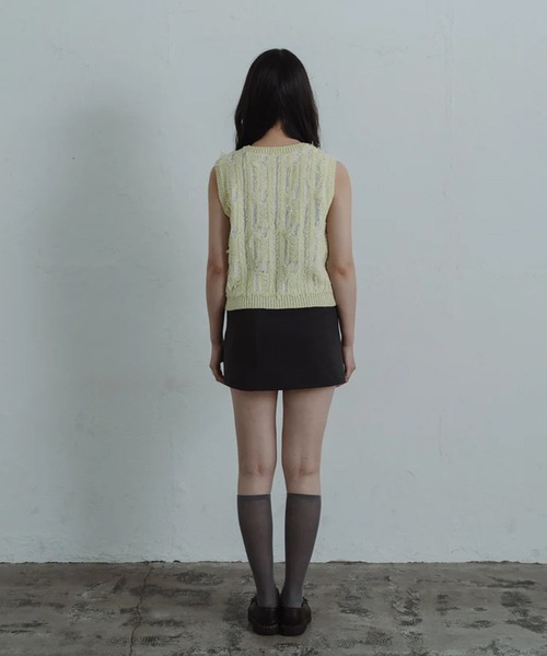 merrylatte（メリーラテ）の「fringe knit vest（ベスト・レディース・グリーン・FREE）」の10枚目の写真