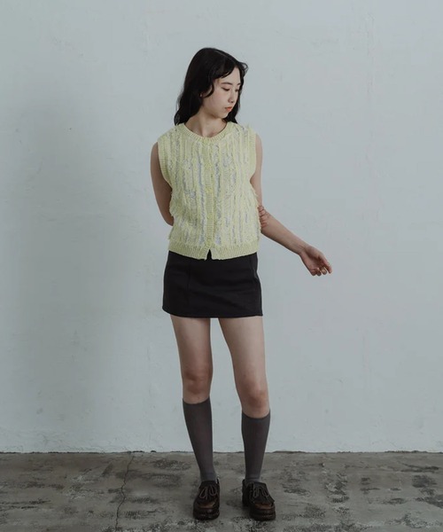 merrylatte（メリーラテ）の「fringe knit vest（ベスト・レディース・グリーン・FREE）」の11枚目の写真