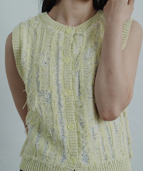 merrylatte（メリーラテ）の「fringe knit vest（ベスト・レディース・グリーン・FREE）」の13枚目の写真