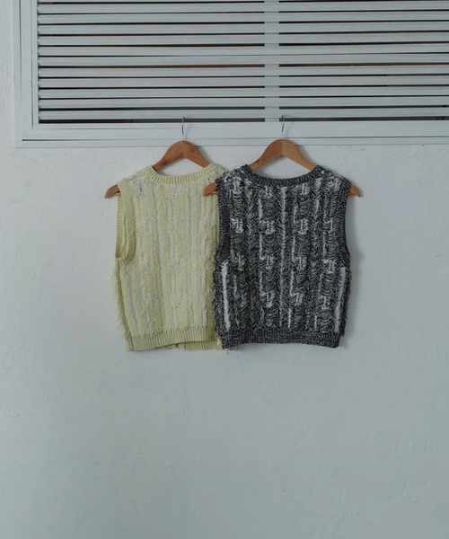 merrylatte（メリーラテ）の「fringe knit vest（ベスト・レディース・グリーン・FREE）」の15枚目の写真