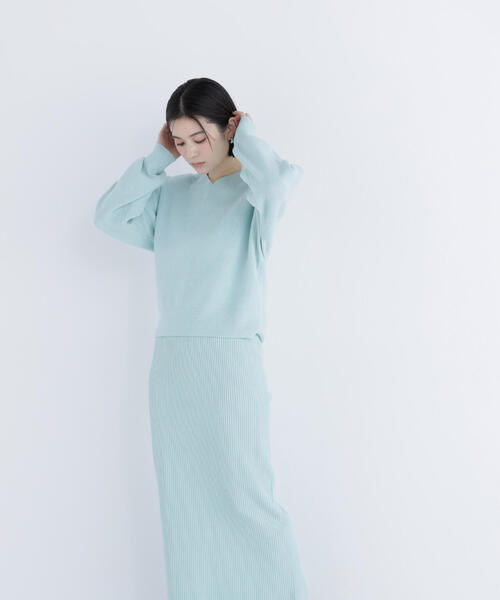 NATURAL BEAUTY BASIC(ナチュラルビューティーベーシック)の「◇Vネックフォルムニットセットアップ(ワンピース・レディース・ブルー/ブラック/グレー・MEDIUM/P/S)」の16枚目の写真
