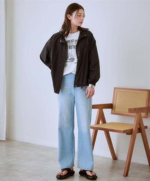 nissen(ニッセン)の「シアー素材パーカーブルゾン(ブルゾン・レディース・グリーン/ベージュ/ブラック・S/M/L/LL/3L)」の5枚目の写真