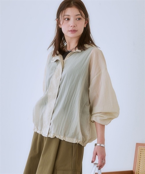 nissen(ニッセン)の「シアー素材パーカーブルゾン(ブルゾン・レディース・グリーン/ベージュ/ブラック・S/M/L/LL/3L)」の15枚目の写真