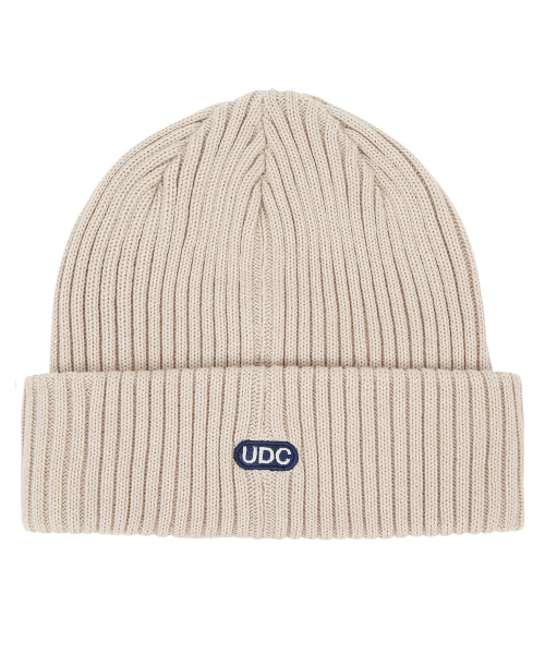 UNDERCONTROL(アンダーコントロール)の「四季用薄手ロングビーニーコットンニット男女共用ロゴビーニーモ帽子 BEANIE / COLLEGE CREW / L オートミール(ニットキャップ/ビーニー・メンズ・その他・FREE)」の2枚目の写真