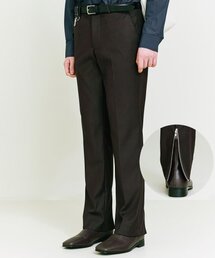 2wayジッパーストレートフィットスラックスブラウン