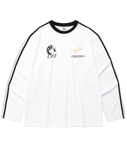 Cavish(カビシ)の「GLOBE FOOTBALL LS TEE WHITE(CV2FSUT552A)(Tシャツ/カットソー・レディース・ホワイト・SMALL/MEDIUM/LARGE/X-LARGE)」の1枚目の写真