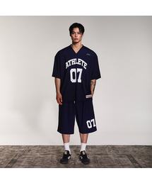 (07キャンペーン) バスケットボールジャージオーバーサイズ半袖Tシャツ (イェールネイビー)