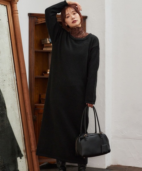 mysty woman(ミスティウーマン)の「【WEB限定】エヴリデイワンピース 636520(ワンピース・レディース・ピンク/ブラウン/ピンクベージュ/ライトブルー/ブラック/チャコールグレー/グレー/イエロー・FREE)」の2枚目の写真