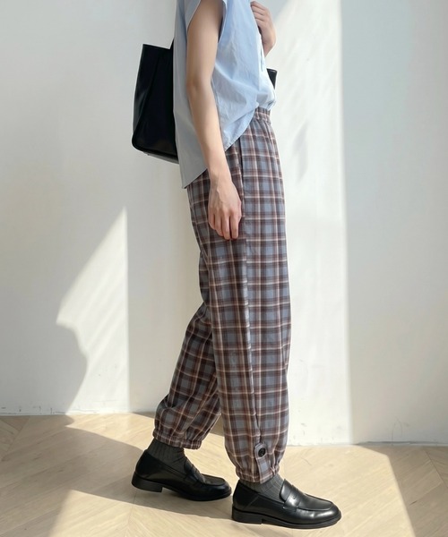 cammie(キャミー)の「あったかチェックパンツ(その他パンツ・レディース・ブラウン/グレー・M/L)」の4枚目の写真