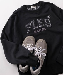 make a ray!（メイク ア レイ！）の「【72】【PLES】チェックロゴ アップリケ ショート丈 スウェット/メンズ/レディース/ユニセックス（スウェット）」