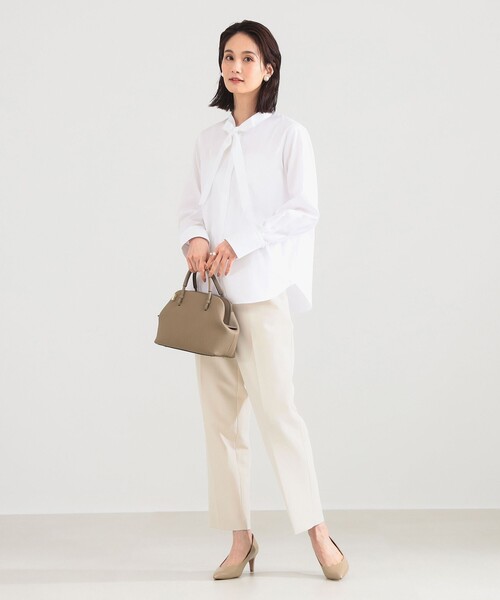 Demi-Luxe BEAMS（デミルクス ビームス）の「【セレモニー・フォーマル】コットン リボンタイ シャツ（シャツ/ブラウス・レディース・その他7/ブラウン系その他/ホワイト・36/38）」の4枚目の写真