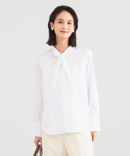 Demi-Luxe BEAMS（デミルクス ビームス）の「【セレモニー・フォーマル】コットン リボンタイ シャツ（シャツ/ブラウス・レディース・その他7/ブラウン系その他/ホワイト・36/38）」の5枚目の写真