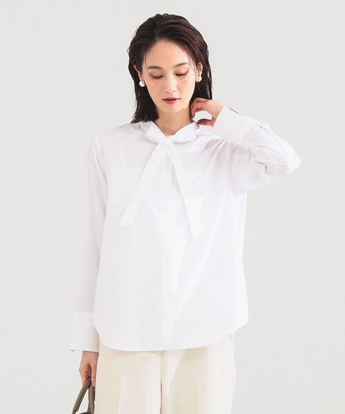 Demi-Luxe BEAMS（デミルクス ビームス）の「【セレモニー・フォーマル】コットン リボンタイ シャツ（シャツ/ブラウス・レディース・その他7/ブラウン系その他/ホワイト・36/38）」の6枚目の写真
