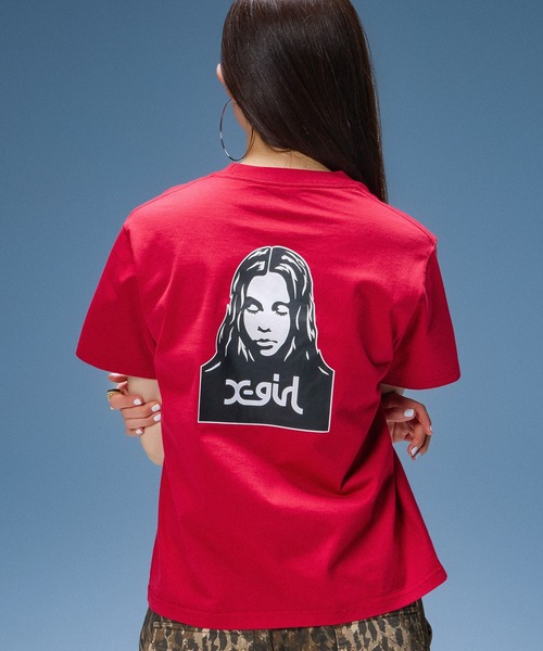 X-girl(エックスガール)の「FACE S/S TEE(Tシャツ/カットソー・レディース・ホワイト/ベージュ/ブラック/レッド・S/M/L)」の4枚目の写真