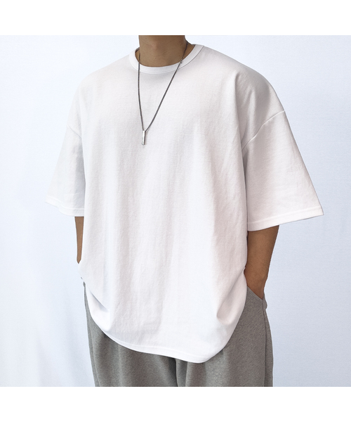 PACIENCIA（パシエンシア）の「無地ビッグサイズボックスフィット半袖（Tシャツ/カットソー・メンズ・ホワイト/ブラック/グレー/チャコール・MEDIUM/LARGE/X-LARGE/XX-LARGE）」の2枚目の写真