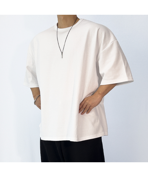 PACIENCIA（パシエンシア）の「無地ビッグサイズボックスフィット半袖（Tシャツ/カットソー・メンズ・ホワイト/ブラック/グレー/チャコール・MEDIUM/LARGE/X-LARGE/XX-LARGE）」の5枚目の写真