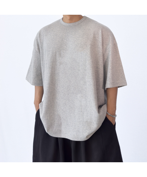 PACIENCIA（パシエンシア）の「無地ビッグサイズボックスフィット半袖（Tシャツ/カットソー・メンズ・ホワイト/ブラック/グレー/チャコール・MEDIUM/LARGE/X-LARGE/XX-LARGE）」の6枚目の写真