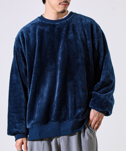 GLOSTER（グロスター）の「【とろける暖かさ】パイナップルフリースクルーネックスウェット（スウェット・メンズ・ネイビー/ベージュ/ブラック・M/L/S）」の4枚目の写真