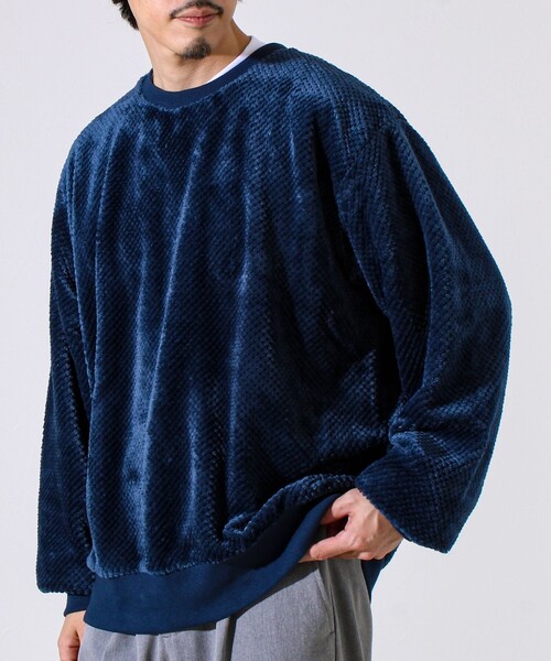 GLOSTER（グロスター）の「【とろける暖かさ】パイナップルフリースクルーネックスウェット（スウェット・メンズ・ネイビー/ベージュ/ブラック・M/L/S）」の5枚目の写真